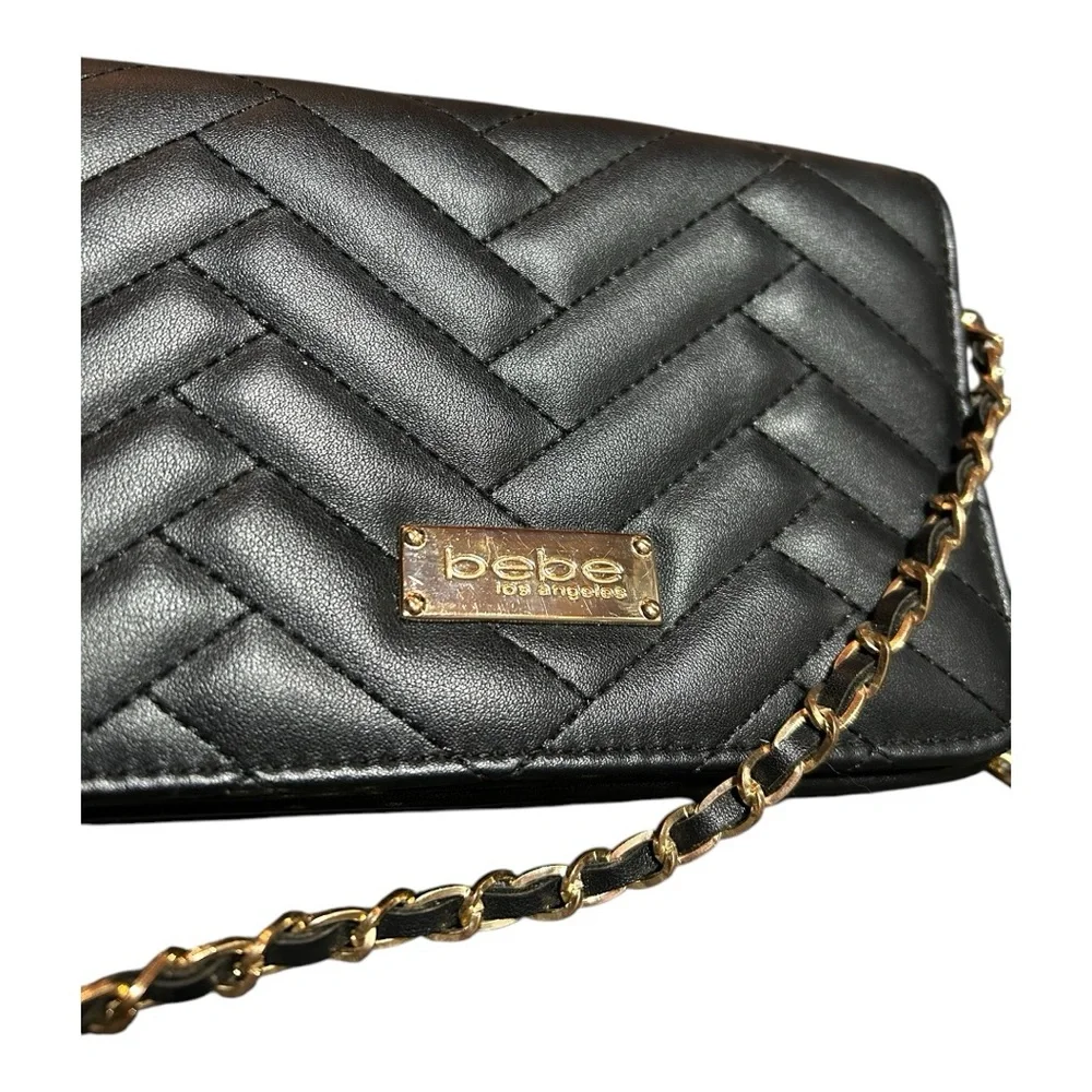 Bebe Black and Gold Mini Quilted Bag - Picture 3 of 7